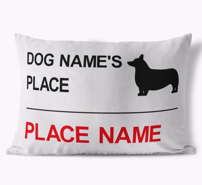 'Street Sign' - Personalised {breedFullName} Soft Touch Cushion with Silhouette